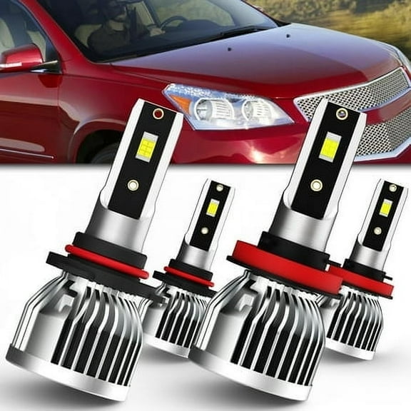 QIPEIZSP Fit for For Chevy Traverse 2009-2012 LED Headlight Bulbs for 9005 H10 HB3 High Beam & H11 H8 H9 Low Beam , 6000K White, Pack of 4