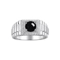 thumbnail image 1 of RYLOS Men's Ring Sterling Silver Ring, 7MM Round Shape Gemstone Designer Style Rings Cabochon Onyx October Birthstone Rings Silver Size 13, 1 of 7