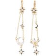 thumbnail image 1 of Pendientes largos con colgante de luna y estrella dorada, 1 of 4
