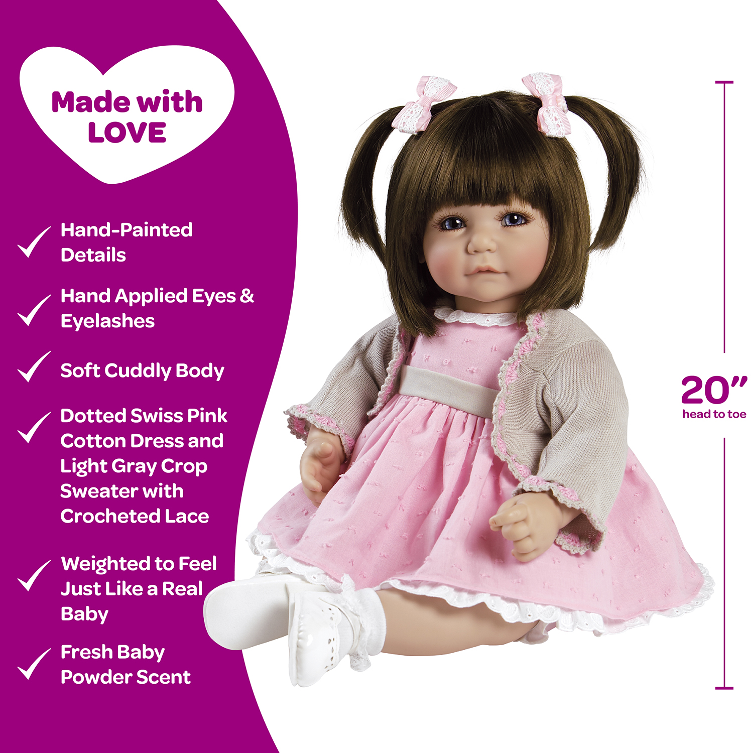 Adora ToddlerTime Dolls from Head to Toe, Made of Baby Powder Scented High Quality Vinyl, 20-inches - image 5 of 8