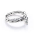thumbnail image 3 of JeenMata Anillo Solitario de Talla Marquesa de 1,75 Quilates Conjunto de Boda Festoneado Estilo Art Déco: Baño de Oro Blanco de 18 K sobre Plata (Personalice la Banda de Su Anillo de Bodas), 3 of 6