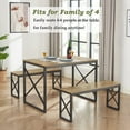 thumbnail image 3 of VECELO 43.3" Modern 3-Piece Dining/Kitchen Table Set with 2 Benches, Sturdy Metal Frame and MDF Board, Brown, 3 of 10