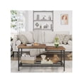 thumbnail image 2 of Bingirl Rustic 2-Tier Coffee Table with Mesh Shelf - Rectangular Cocktail Table for Living Room, Small Table with Metal Frame, Easy Assembly, 2 of 7