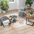 thumbnail image 1 of Butterfly Turkish Area Rug, Monarch Butterflies Vintage Damask Inspired Design, Soft Carpet for Living Room Decor with Distressed Look, 4' X 5.7', Pale Rust, by Ambesonne, 1 of 4