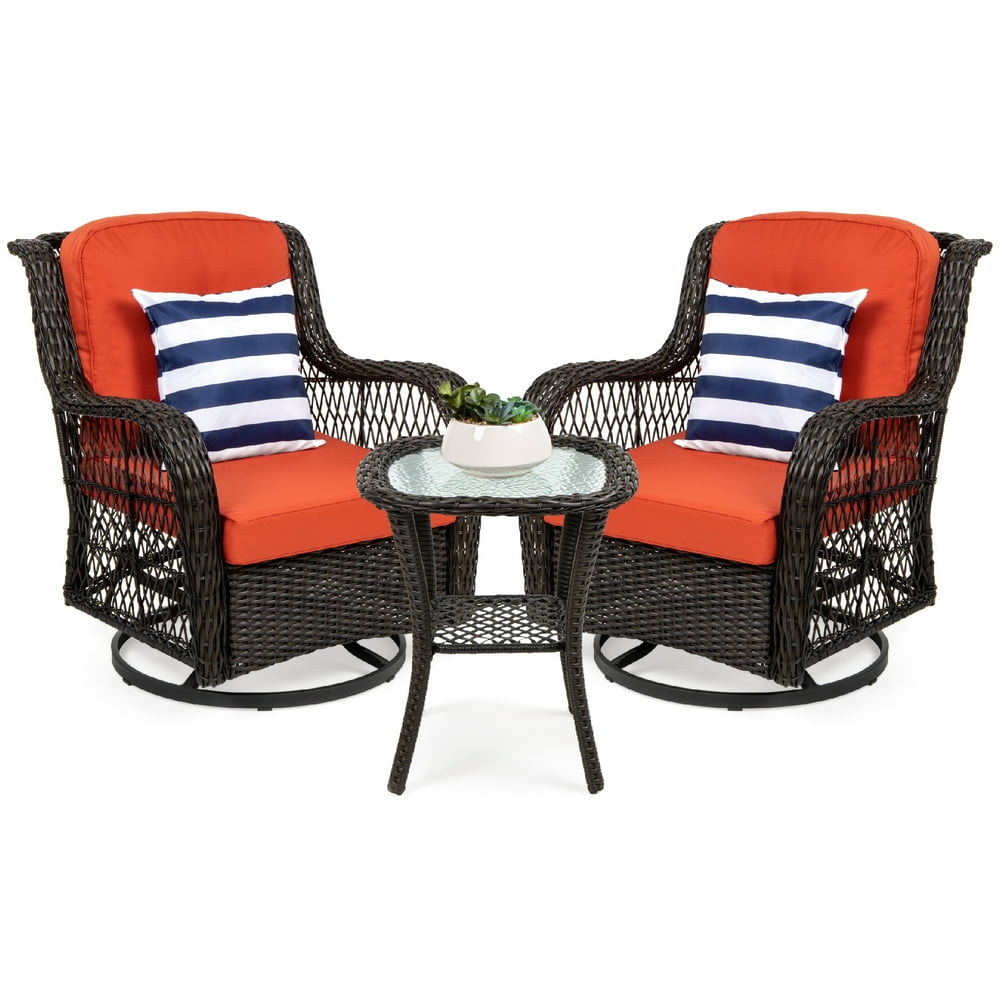Best Choice Products 3Piece Patio Wicker Bistro Furniture Set w/ 2