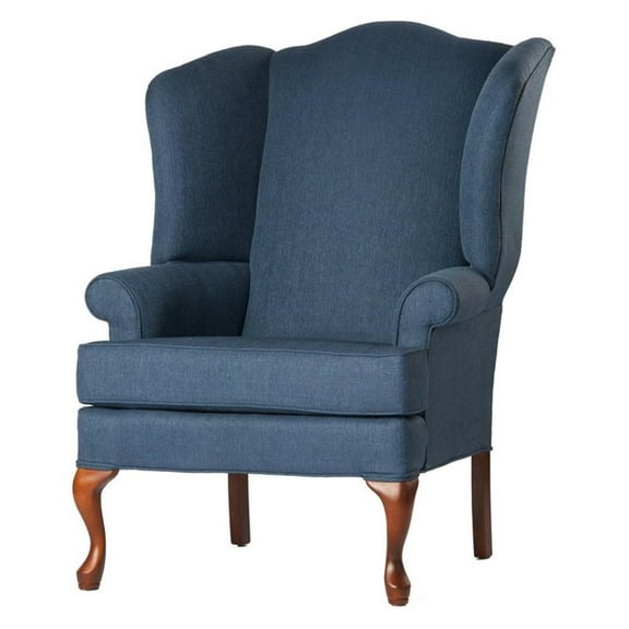 Pemberly Row Modern Blue Fabric Traditional Wing Back Accent Chair