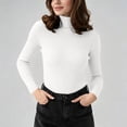 thumbnail image 4 of Zylanna Women's Turtleneck Knit Top, Long Sleeve Stretchy Solid Color Warm Slim Fit Base Layer Shirt White, 4 of 9