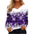 thumbnail image 2 of DPTALR Woman Long Sleeve V-Neck Printing Blouse Causal Pullover Long Sleeve Tops, 2 of 4