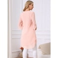 thumbnail image 5 of DARING DIVA Women's 3/4 Sleeve High Low Hem Scoop Neck Chiffon Blouses L Pink, 5 of 7