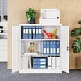 thumbnail image 2 of MIIIKO Lockable Storage Cabinet, Small Metal Garage Cabinet with Doors and Shelves, 35.4" Height Base Locker Cabinets 2 Doors, 2 of 12