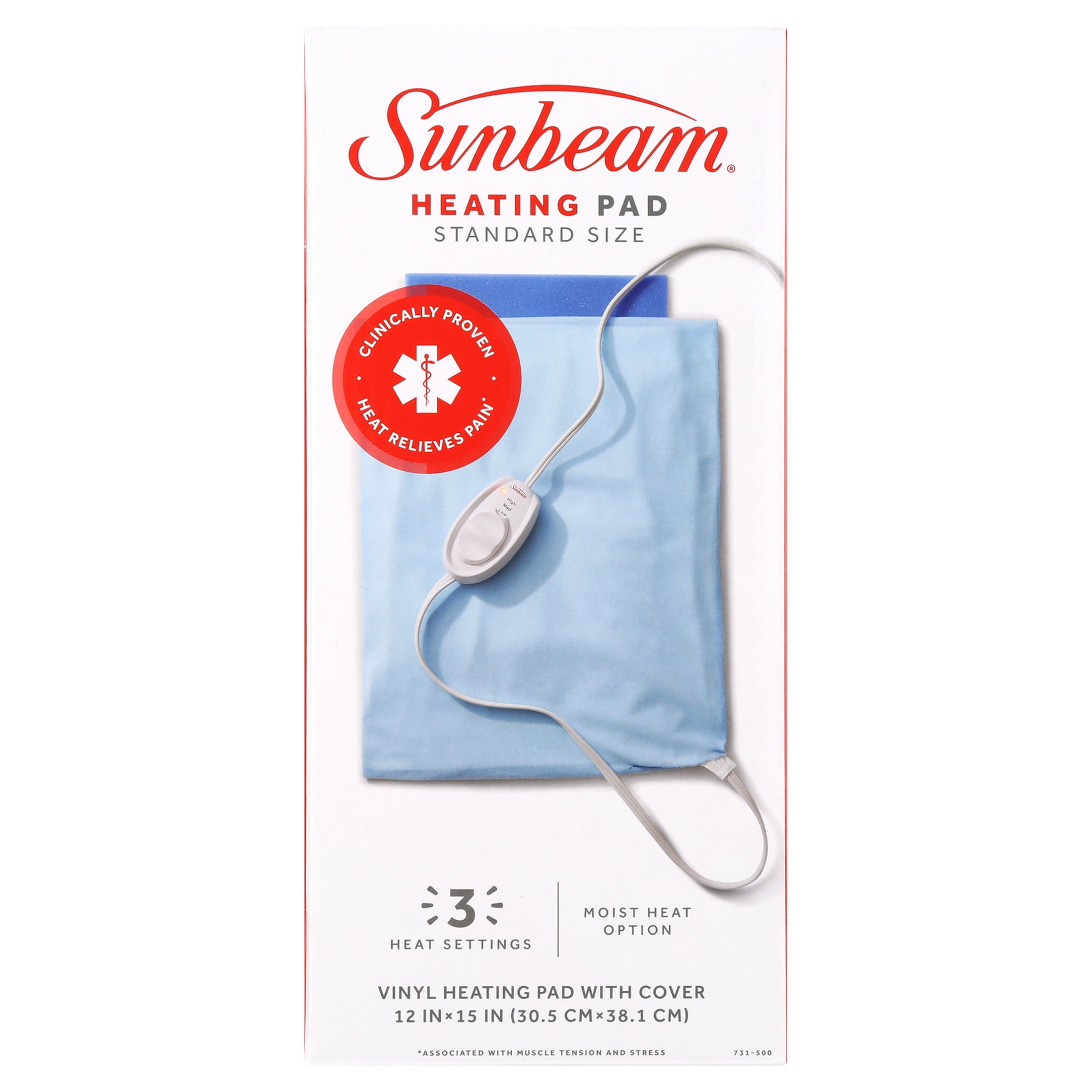 Sunbeam Standard Size Heating Pad with Moist Heat Sponge for Muscle