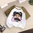 thumbnail image 2 of Zhuashum 2-3 Years Toddler Tops For Girls Color Match Cartoon Graphic Crewneck Short Sleeve Tee Summer Weekend Shirts Relax Fit Outfits Army Green, 2 of 3