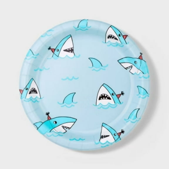 20ct 8.5" Disposable Shark Dinner Plates - Spritz