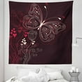 thumbnail image 1 of Romantic Tapestry, Abstract Floral Heart Pattern Butterfly Motif Illustration, Fabric Wall Hanging Decor for Bedroom Living Room Dorm, 5 Sizes, Maroon Red Beige, by Ambesonne, 1 of 1