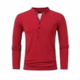 thumbnail image 2 of Fesfesfes Blouse Shirt for Men Multi Button Long Sleeve T-Shirt Stand Collar Sports Long Sleeve Stand-up Collar Blouse & Shirt Sale Items, 2 of 5