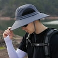 thumbnail image 3 of Wide Brim Sun Hats with Waterproof Breathable for Fishing, Hiking, Camping - navy blue, 3 of 5