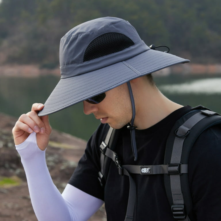 Wide Brim Sun Hats with Waterproof Breathable for Fishing, Hiking,  Camping,navy blue，G191250