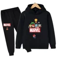 thumbnail image 4 of Sudadera con capucha y pantalones con estampado de Spiderman de Marvel para niños, 2 piezas, traje de primavera, otoño e invierno, ropa para niños y niñas, conjunto deportivo informal, 4 of 5