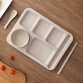thumbnail image 3 of EeaseMX Juego de cuencos creativos de paja de trigo, exquisita bandeja para la cena, platos de arroz a prueba de caídas, platos separados y cubiertos (beige), 3 of 8