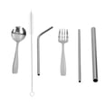 thumbnail image 3 of Juego De Utensilios Para Acampar, 7 Piezas De Paja Duradera Para Acampar De Acero Inoxidable Para Adultos Para Niños Para Exteriores Para Viajar Para Acampar ANGGREK Plata (bolsa de almacenamiento roja), 3 of 8