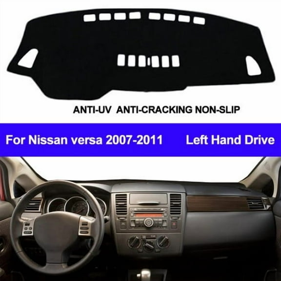 Leather Car Dashboard Protects Dash Mat Cover for Nissan Versa 2007 2008 2009 2010 2011 Black