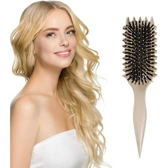 ERDS-Curly Hair Brush for Women Men, Curl Defining Brush Curling Roll Hair Combs for Shaping Defining Curls and Blowout Teasing (Apricot)