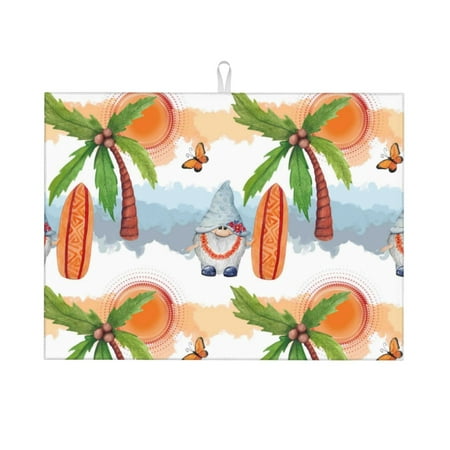 

Cauagu Dish Drying Mat 24*18 inch Absorbent Dish Drainer Kitchen Counter Dish Drying Pad for Countertops Sinks Draining Racks( Gnome and Surfing)