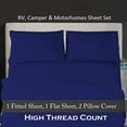 thumbnail image 2 of BedDecor - All Weather RV Camper Sheet Set (Royal Blue/RV 42"x80"/Drop Length-12") | 600 Thread Count Egyptian cotton | 1 Piece Fitted Sheet 1 Piece Flat Sheet & 2 Piece Pillow Cover, 2 of 3