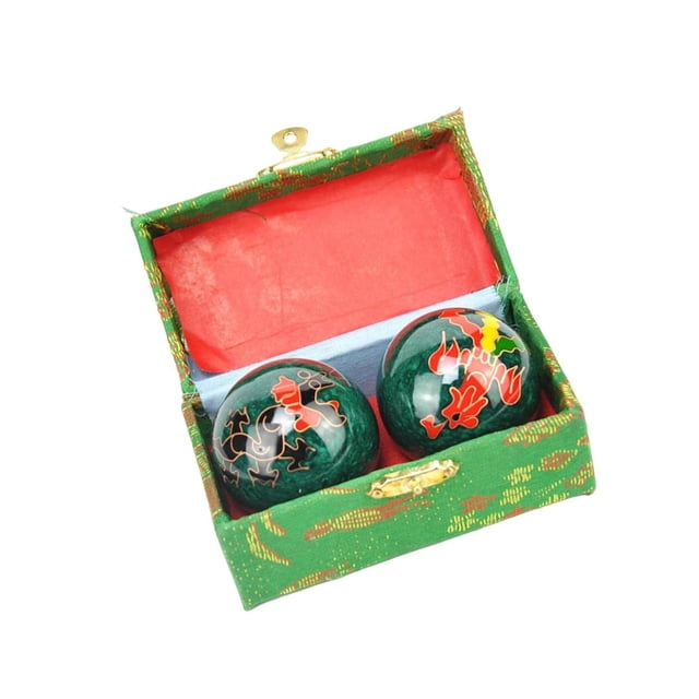 facefd Baoding Entraînement dans une Boîte de Baoding 2 Pcs/set Fatigue Santé Rafraîchir l'Esprit Baoding avec Boîte Réduire Boules de Baoding Boîte Rouge Vert