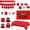 Red, variant on Graduation Decorations Class of 2026 - Red Graduation Party Decorations Set with Banner Backdrop Balloons Tablecloth Hanging Swirls Cake Toppers Party Supplies