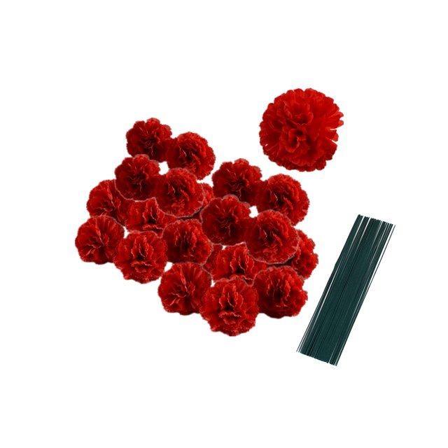 Juego de 50 cabezas de clavel de seda artificial con tallos, rellenos de jarrón, para el hogar, novia, boda, fiesta, cumpleaños, pasteles, ramillete de muñ Rikyo NA