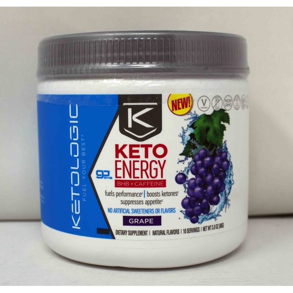 Keto Logic Keto Energy BHB Caffeine Dietary Supplement Grape 3 Ounce