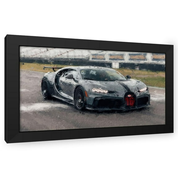 Stephen Chambers 24x15 Black Modern Wood Framed Wall Art Titled - Bugatti Chiron 1