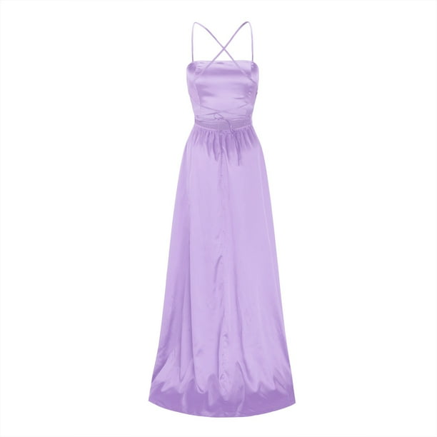 Povozer Cowl Neck Satin Bridesmaid Dresses Long with Slit Spaghetti Straps  Formal Prom Evening Gowns with Pockets 2024(Purple,XL) - Walmart Business  Supplies