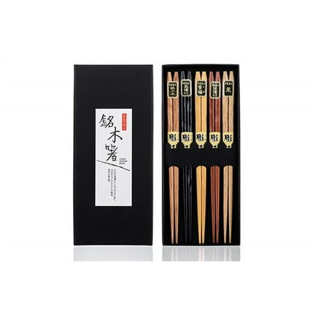 

Heim Concept 5PCCS-049 Organic Traditional Hardwood Japanese Reusable Chopsticks - Pair of 5