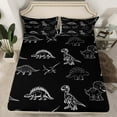 thumbnail image 2 of jejeloiu Wild Dino Full Size Sheets,3D Dinosaur Print Bed Sheets,Black White Sheet Sets For Boys Teens,Luxury Bedroom Decor,4 Pieces, 2 of 7