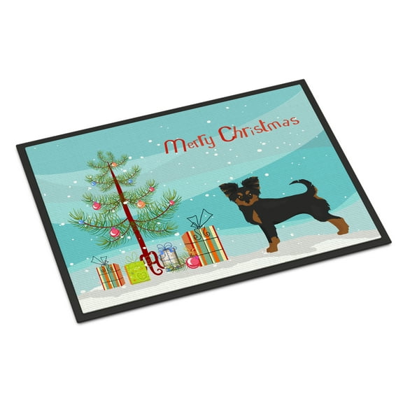 Black and Tan Chion Christmas Tree Door Mat