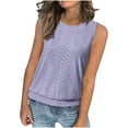thumbnail image 4 of BLVB Tank Top for Women Summer Outfits Crewneck T Shirts Trendy Eyelet Sleeveless Basic Beach Vacation Clothes 2025, 4 of 7