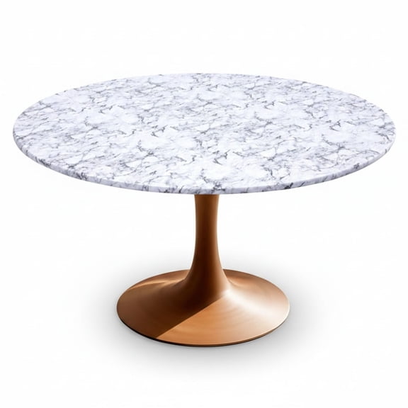 Round Vinyl Tablecloth with Flannel Backing, Elasticized Hem, and PVC Coating — Waterproof, Oil-Resistant, and Stain-Resistant; Designed for Tables 45–56 Inches in Diameter