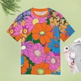 thumbnail image 4 of Nostalgic Vintage Floral Women's Short Sleeve T-Shirt Crew Neck Casual Summer Trendy Loose Fit Tops, 4 of 6