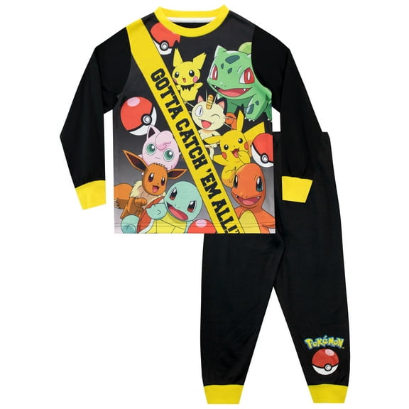 Pokemon Boys Gotta Catch Em' All Pajamas Black Sizes 6-12