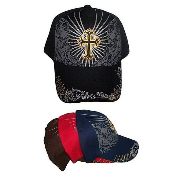 Cross Rhinestones Christian Catholic Baseball Caps Hats Uni-Sex Style -- FREE USA Shipping--(GCCap312)