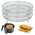 thumbnail image 2 of Visland Air Fryer Dehydration Rack Stackable Stainless Steel Multi-Layer Dehydrator for Chips Po Pcsorn Fruits Beef Jerky, 2 of 8