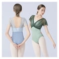 thumbnail image 3 of Women Ballet Leotards Dance Leotard Short Sleeve Pleats Ballet Bodysuit Adult Fake Two Piece Gymnastics Leotards, 3 of 10