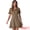 Dark Brown, variant on Gingham Print Ruffled Doll Collar Puff Sleeve Mini Dress L Light Blue