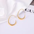 thumbnail image 5 of CFIOZYOS  Drop Hoop Earrings - 14K Gold Plated Oval Pull Through Design, 5 of 7
