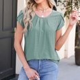thumbnail image 5 of ZQUUVOU Women'S 2025 T Shirts Casual Cap Pleated Short Sleeve Tops Cute Eyelet Summer Spring Shirts Green, 5 of 6