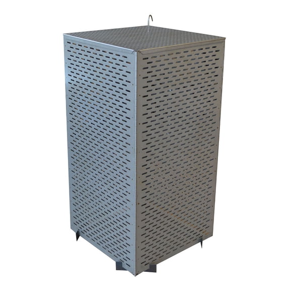 Offex Folding Steel Fire Cage with Ventilation Holes and Lid - Silver