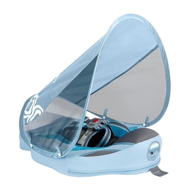 Anillo de natación Mambobaby B503-26 Flotador de piscina para bebés no inflable con UPF50+ Toldo de protección solar para bebés de 3 a 24 meses