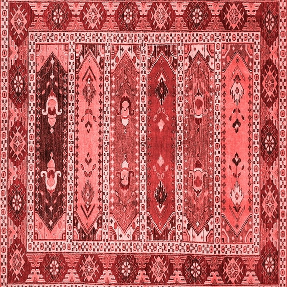 Ahgly Company Indoor Square Abstract Red Modern Area Rugs, 5' Square
